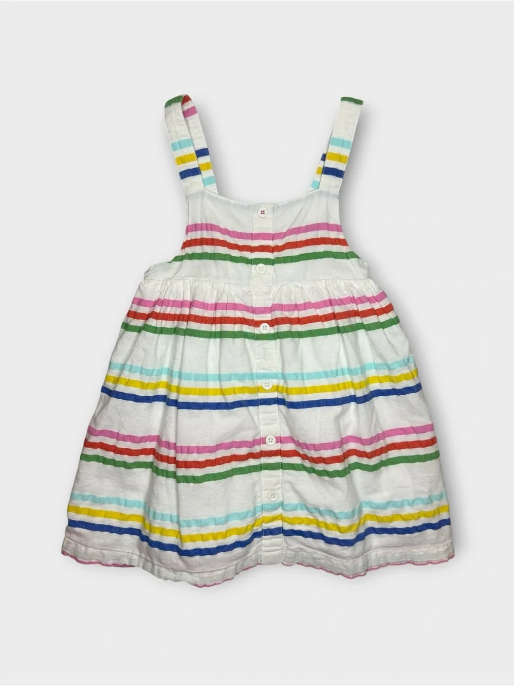 Mini Boden Colorful Striped Seersucker Pinafore Dress